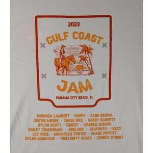 Gulf Coast Jam Mens L White 2023 Concert Tour Country Music T Shirt Hardy New